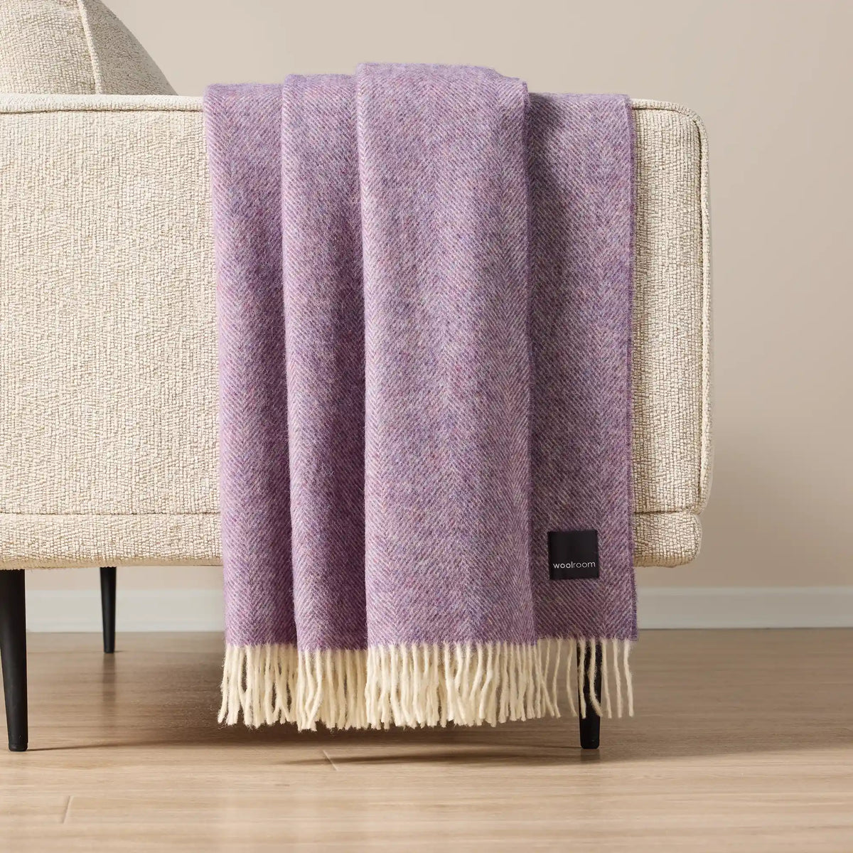 Lavender Herringbone Wool Throw - Wide Width