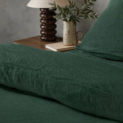 Mariana Linen Blend Comforter Cover - Forest Green