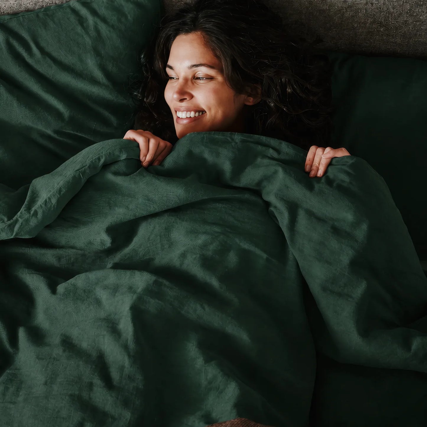 Mariana Linen Blend Comforter Cover - Forest Green