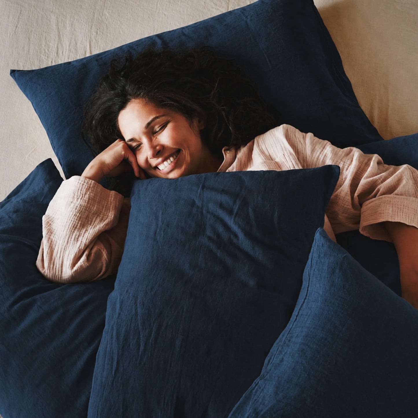 Mariana Linen Blend Pillowcase - Midnight Blue