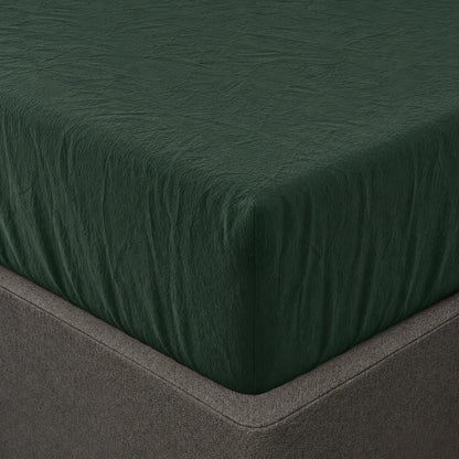 Mariana Linen Blend Fitted Sheet - Forest Green