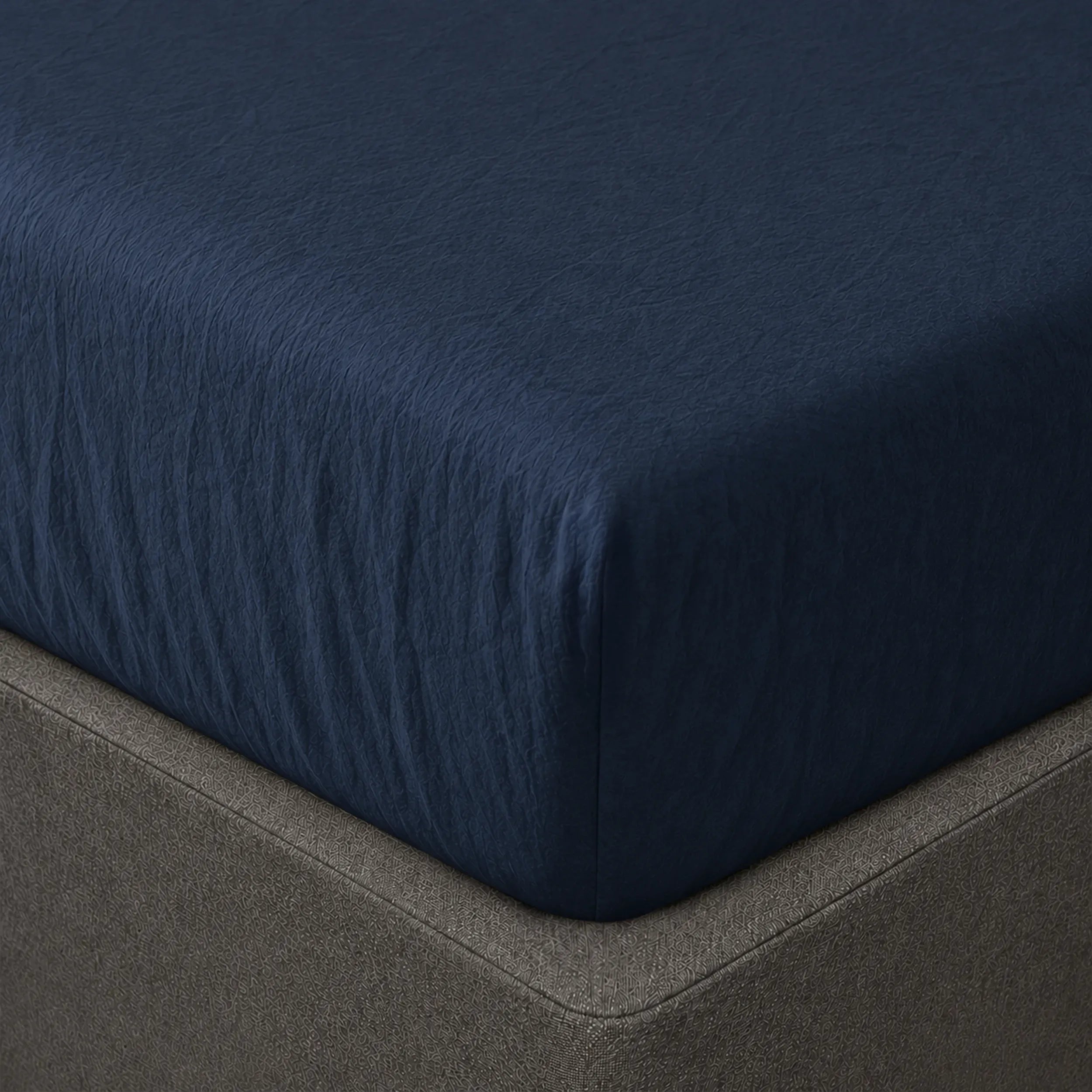 Mariana Linen Blend Fitted Sheet - Midnight Blue