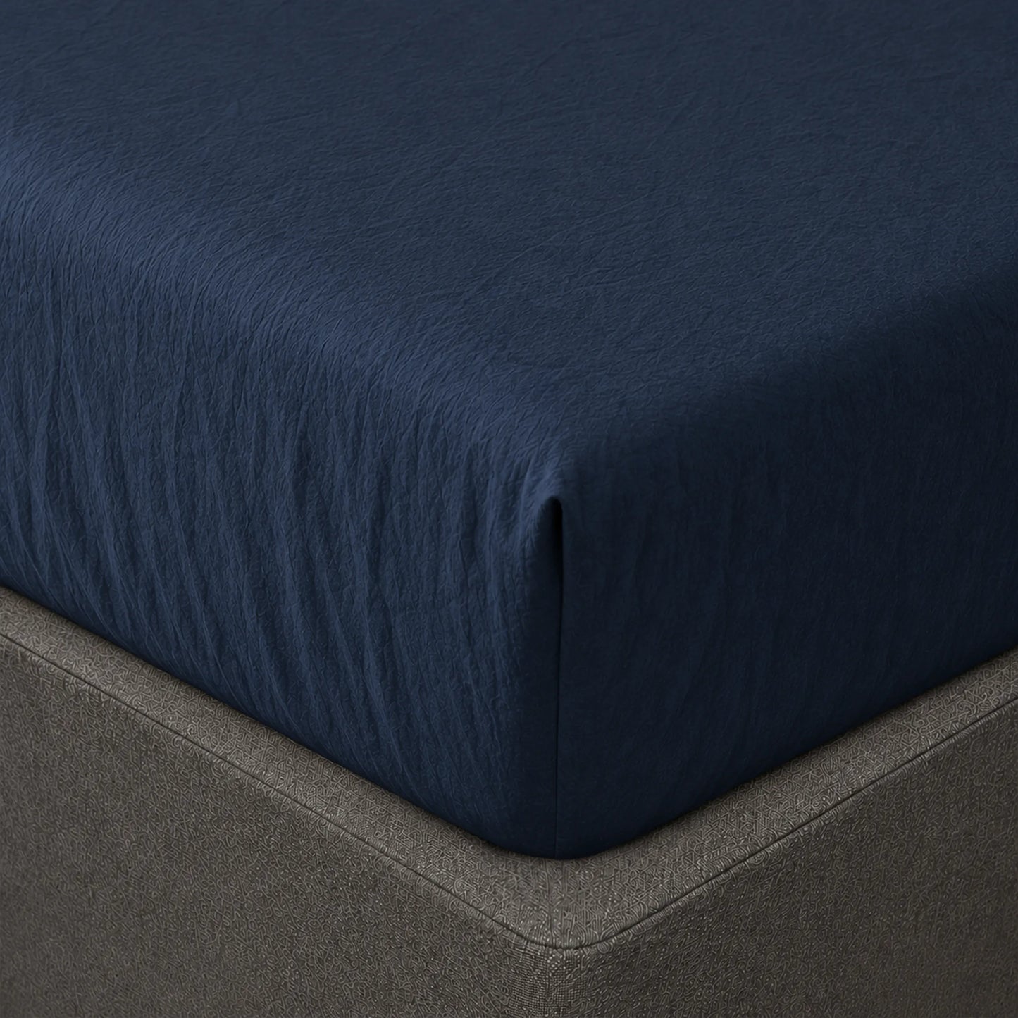 Mariana Linen Blend Fitted Sheet - Midnight Blue