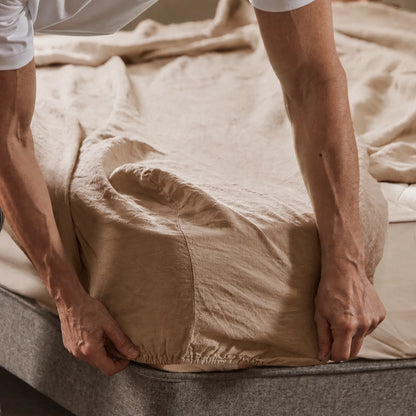 Mariana Linen Blend Fitted Sheet - Latte