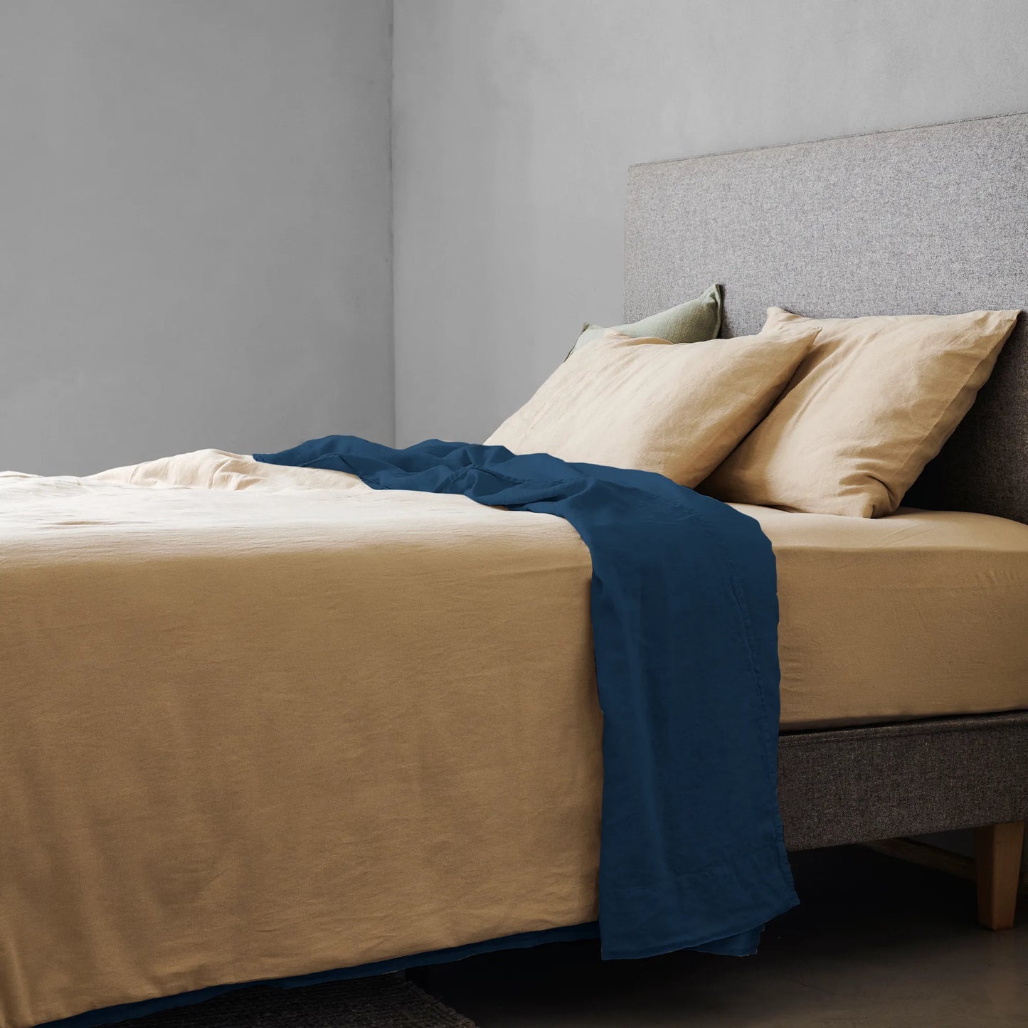 Mariana Linen Blend Flat Sheet - Midnight Blue