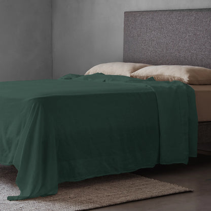 Mariana Linen Blend Flat Sheet - Forest Green