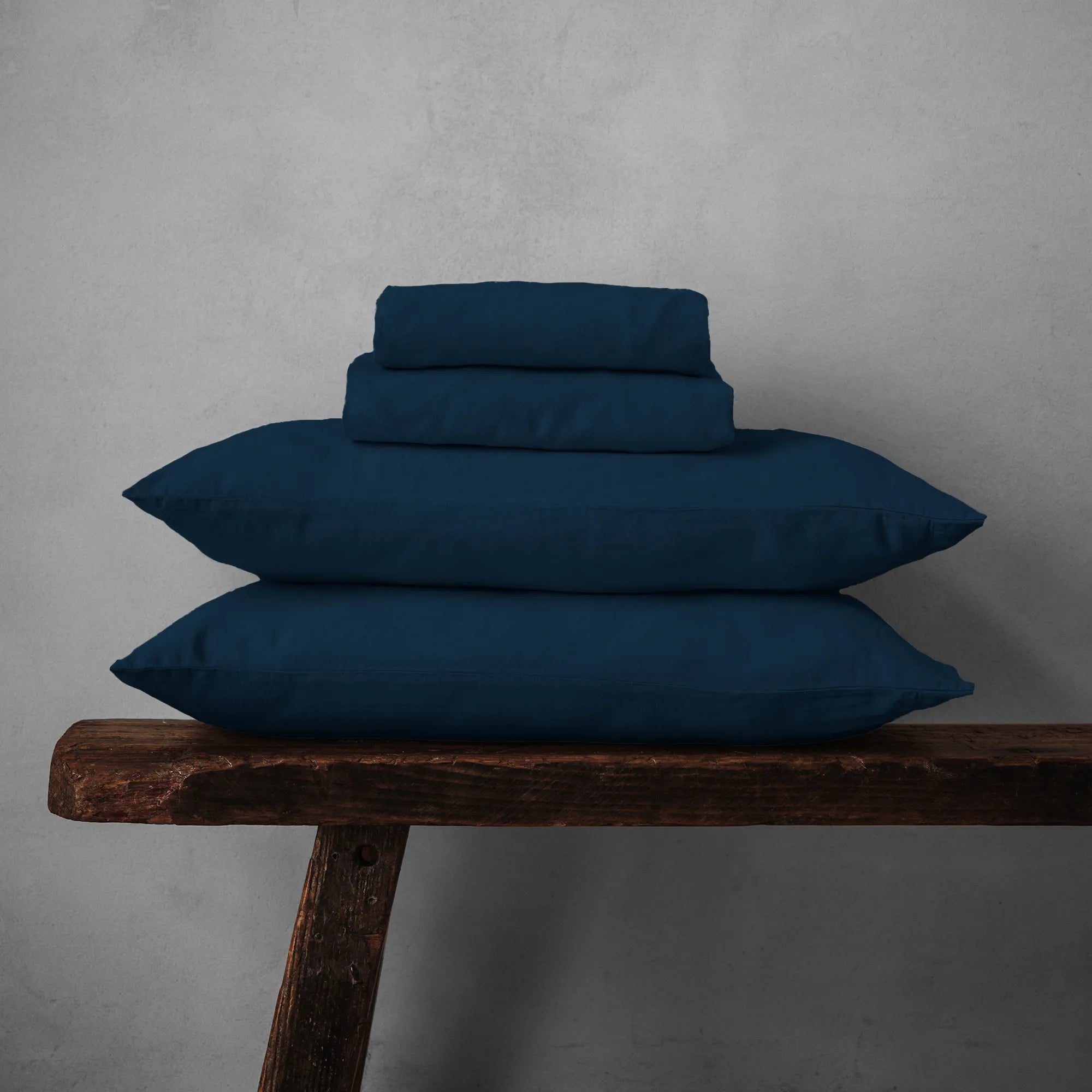 Mariana Linen Blend Sheet Set - Midnight Blue