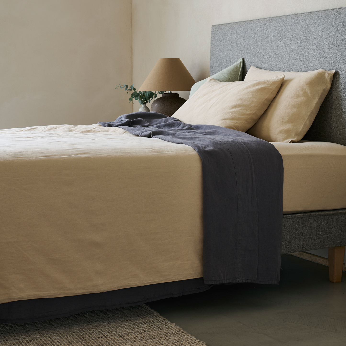 Mariana Linen Blend Flat/Top Sheet - Charcoal