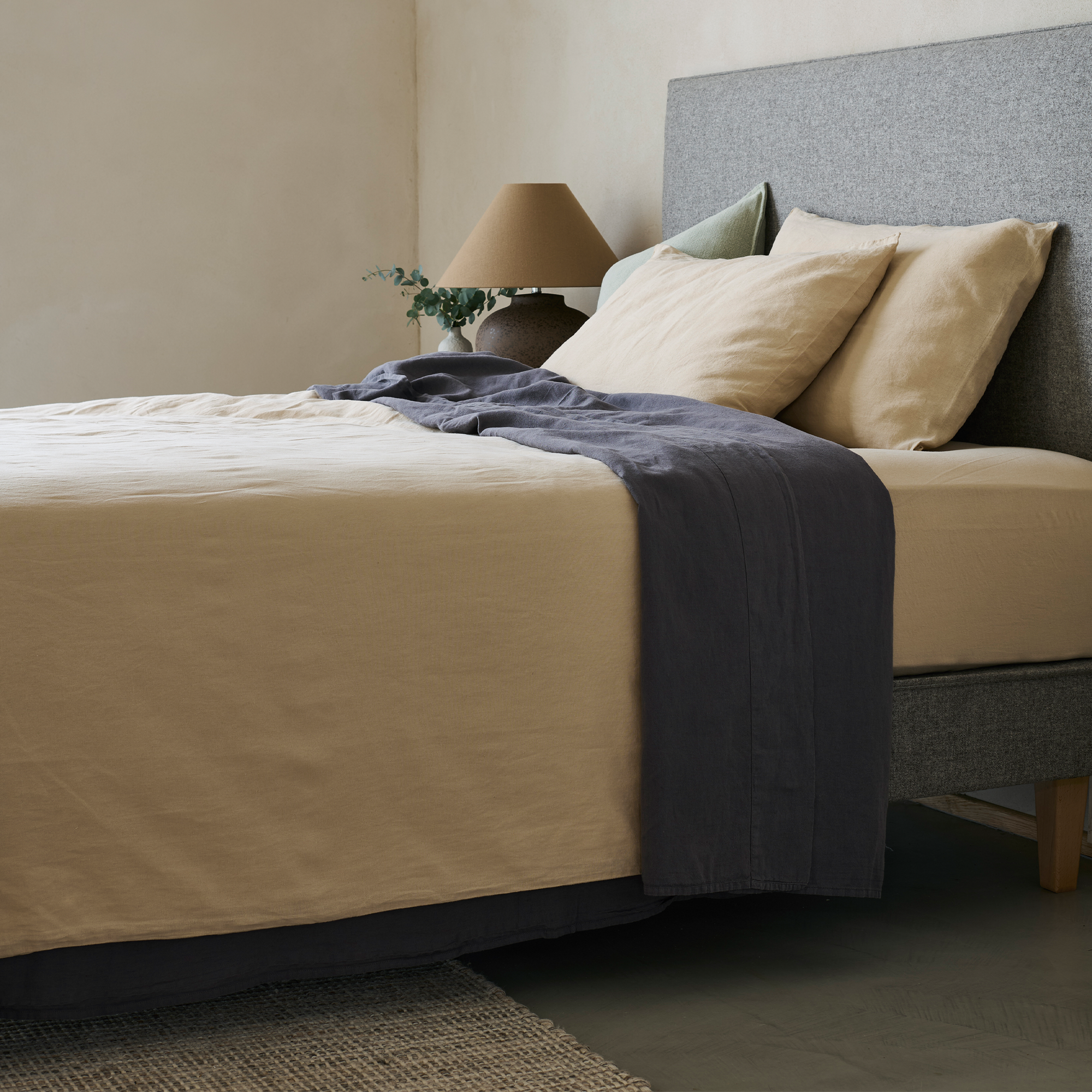 Mariana Linen Blend Flat/Top Sheet - Charcoal
