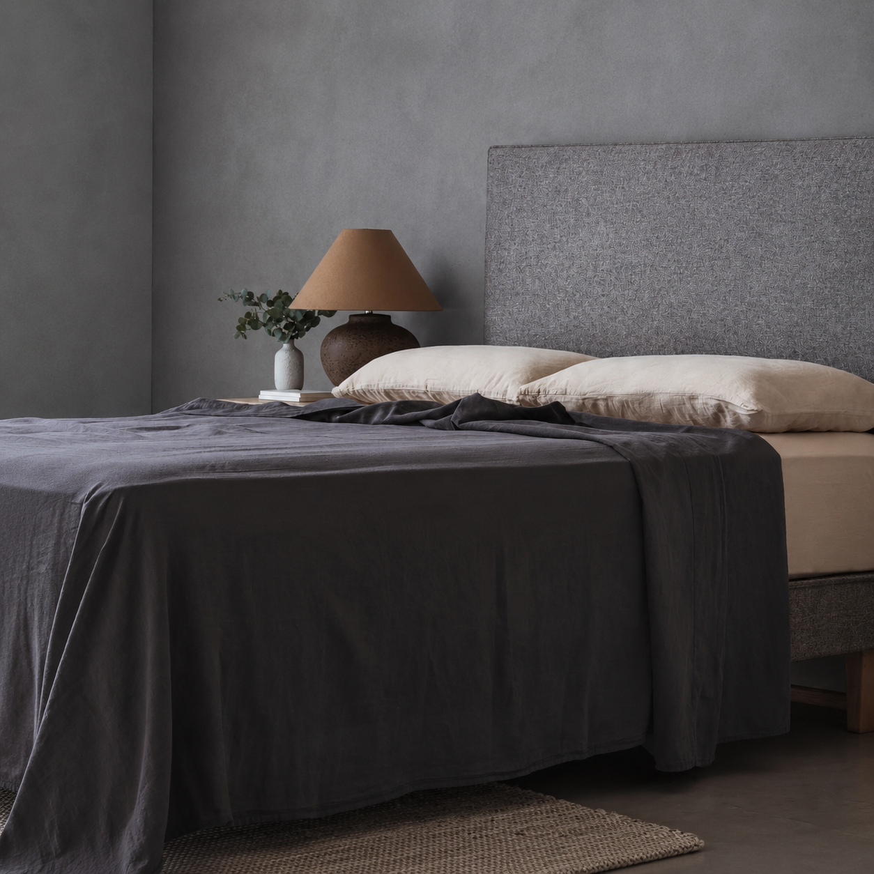 Mariana Linen Blend Flat Sheet - Charcoal