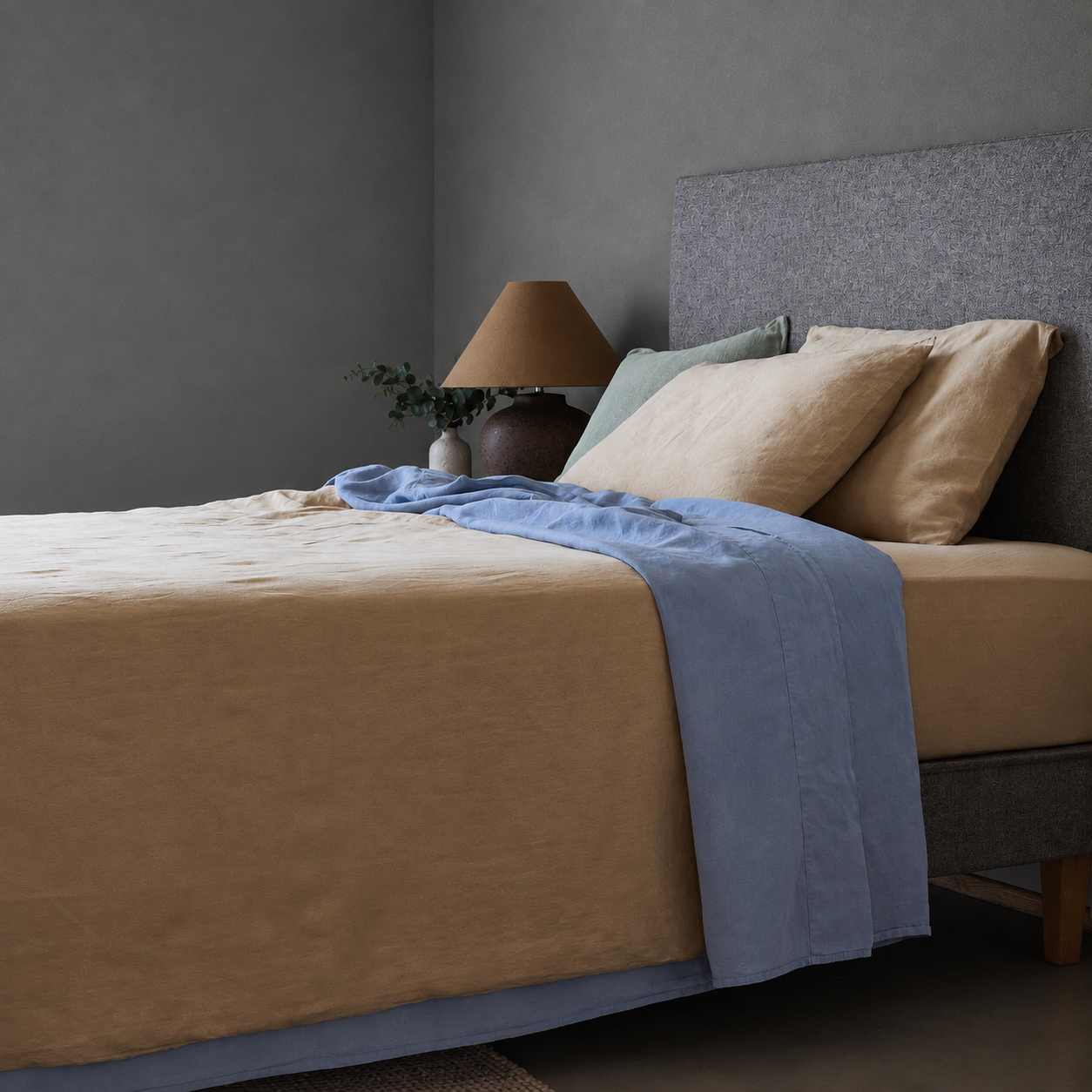 Mariana Linen Blend Flat Sheet - Cornflower