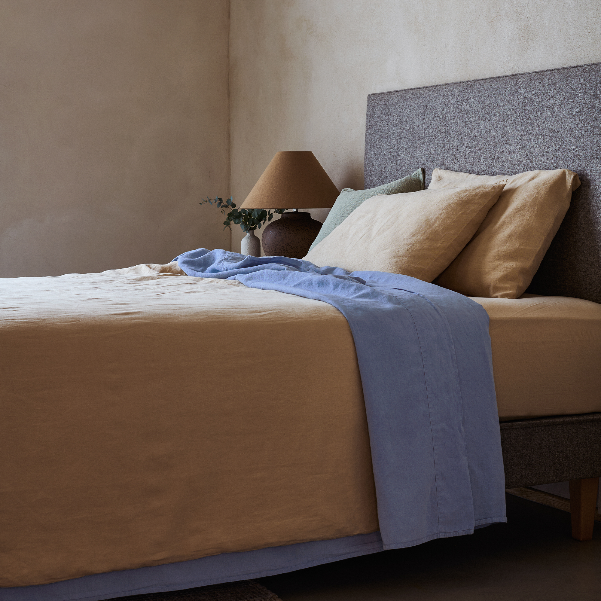 Mariana Linen Blend Flat Sheet - Cornflower