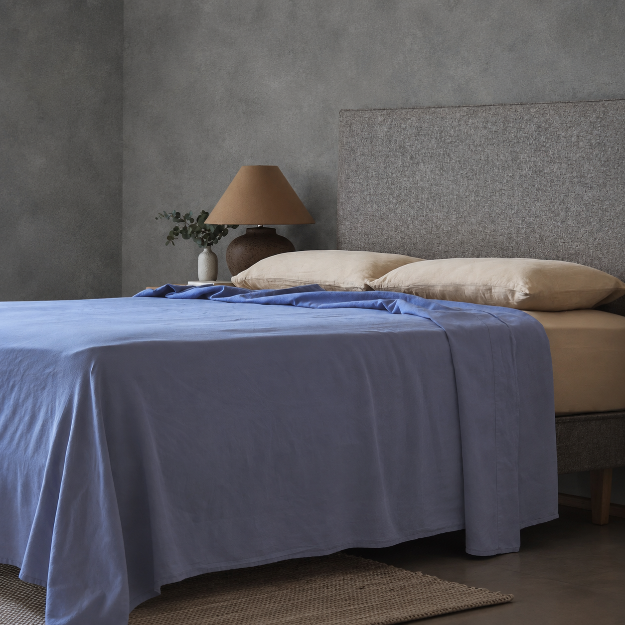 Mariana Linen Blend Flat Sheet - Cornflower