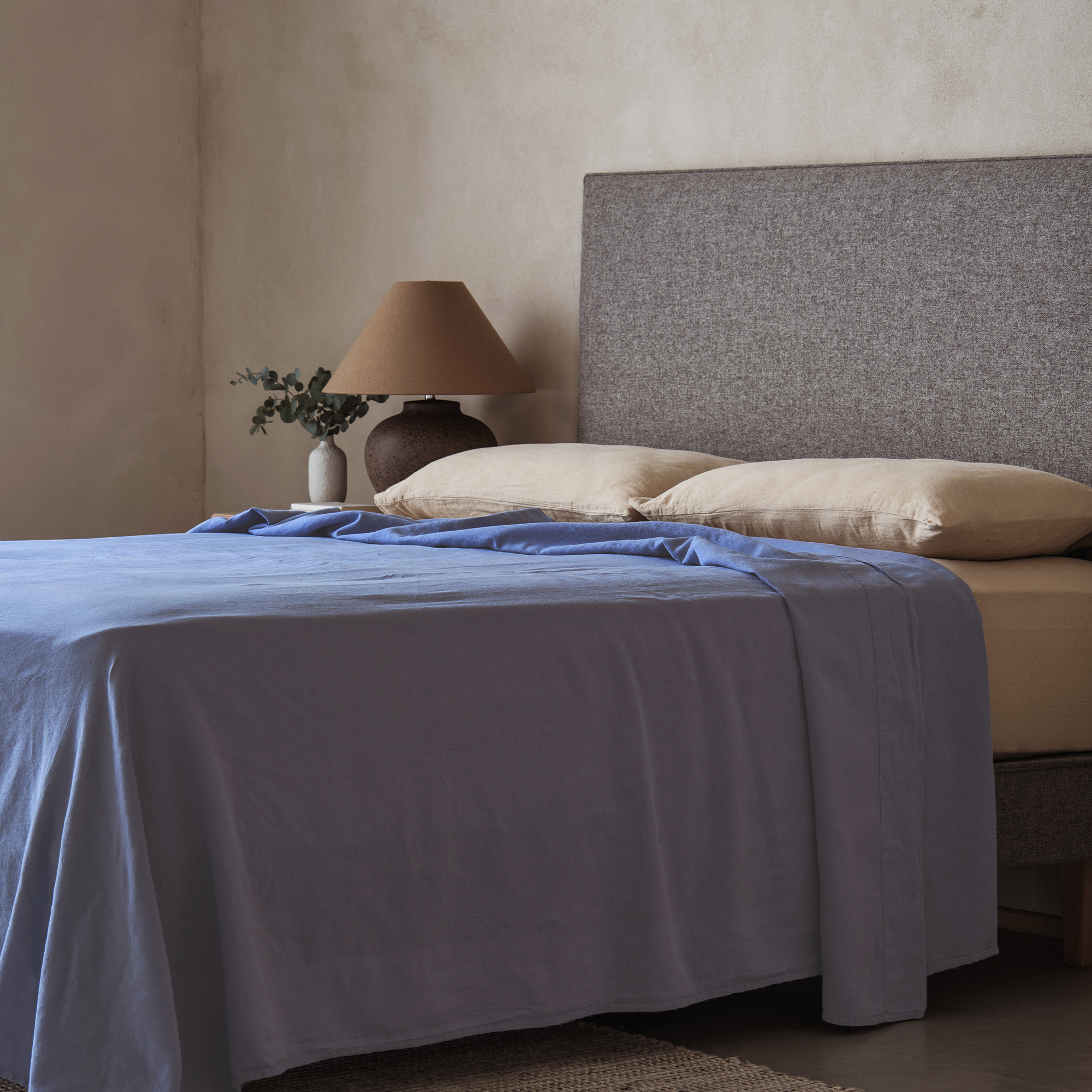 Mariana Linen Blend Flat Sheet - Cornflower