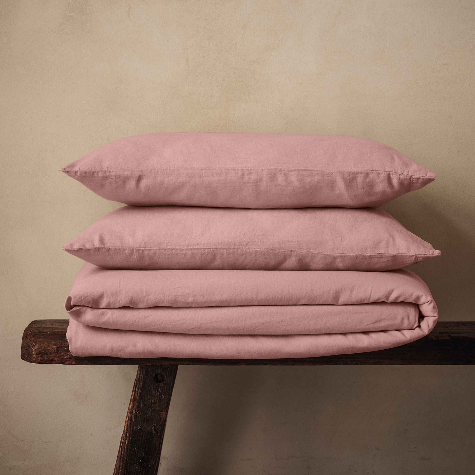 Mariana Linen Blend Duvet Set - Rose