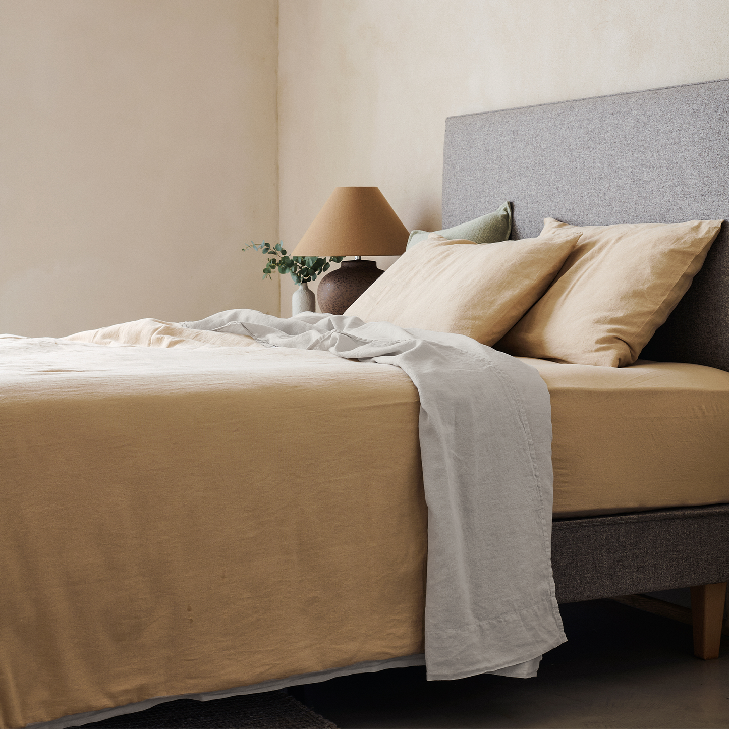 Mariana Linen Blend Flat Sheet - Pebble