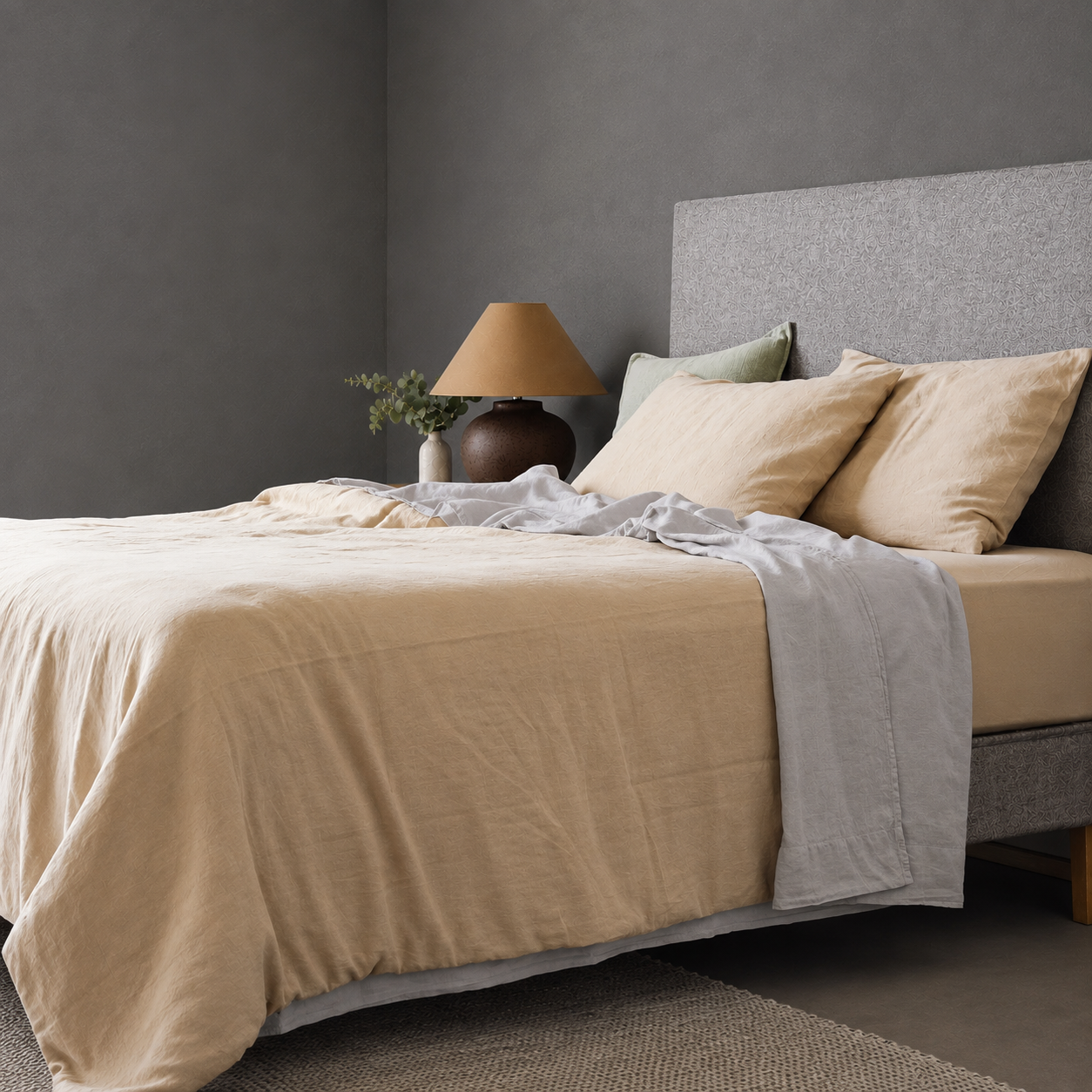 Mariana Linen Blend Flat Sheet - Pebble