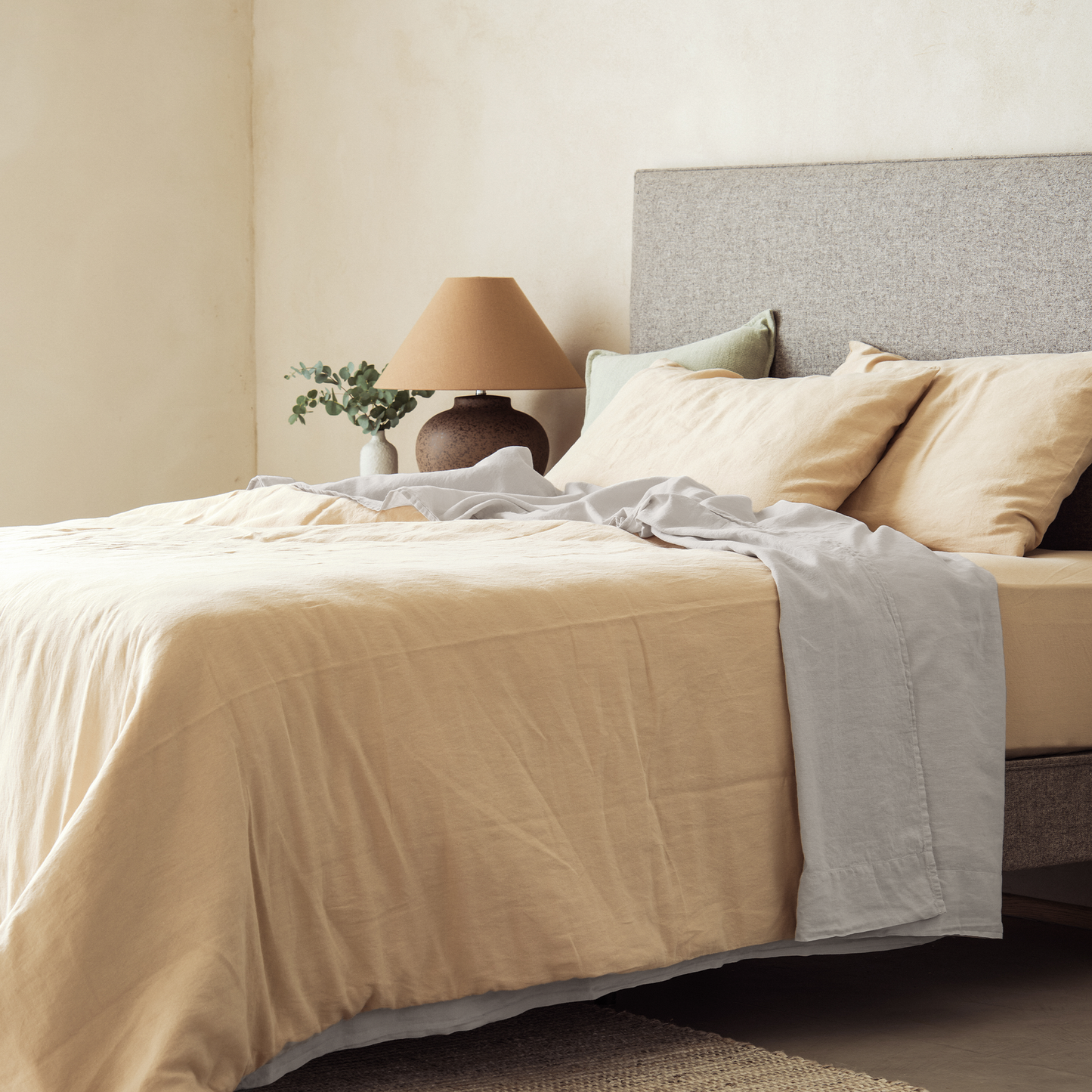 Mariana Linen Blend Flat Sheet - Pebble