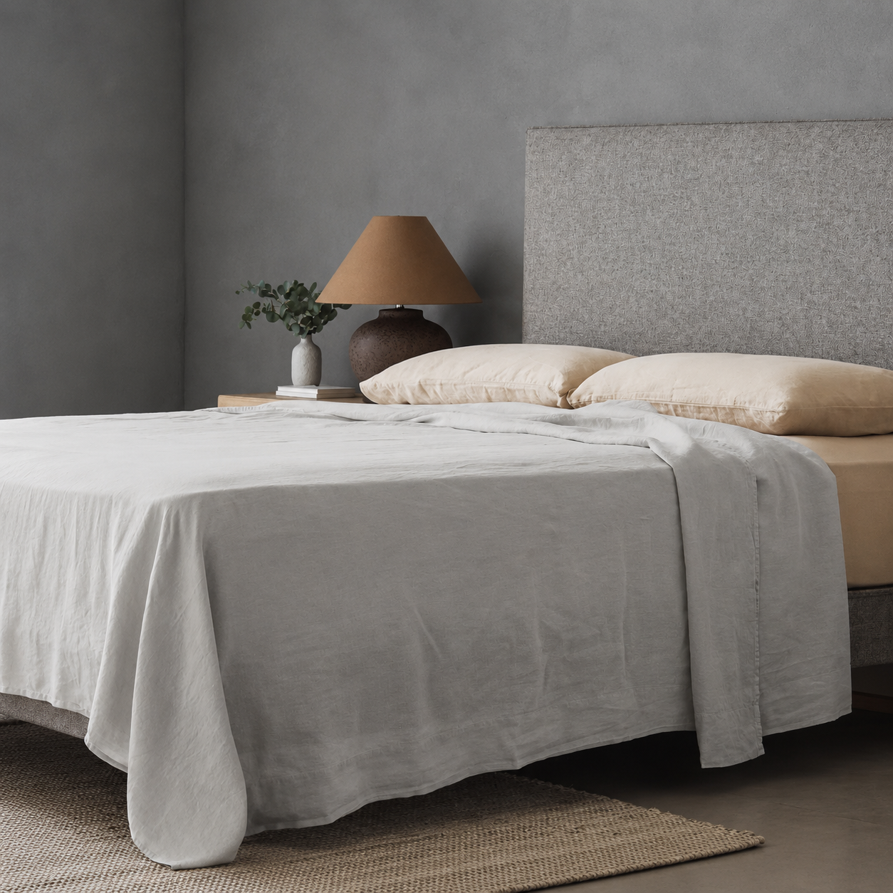 Mariana Linen Blend Flat Sheet - Pebble