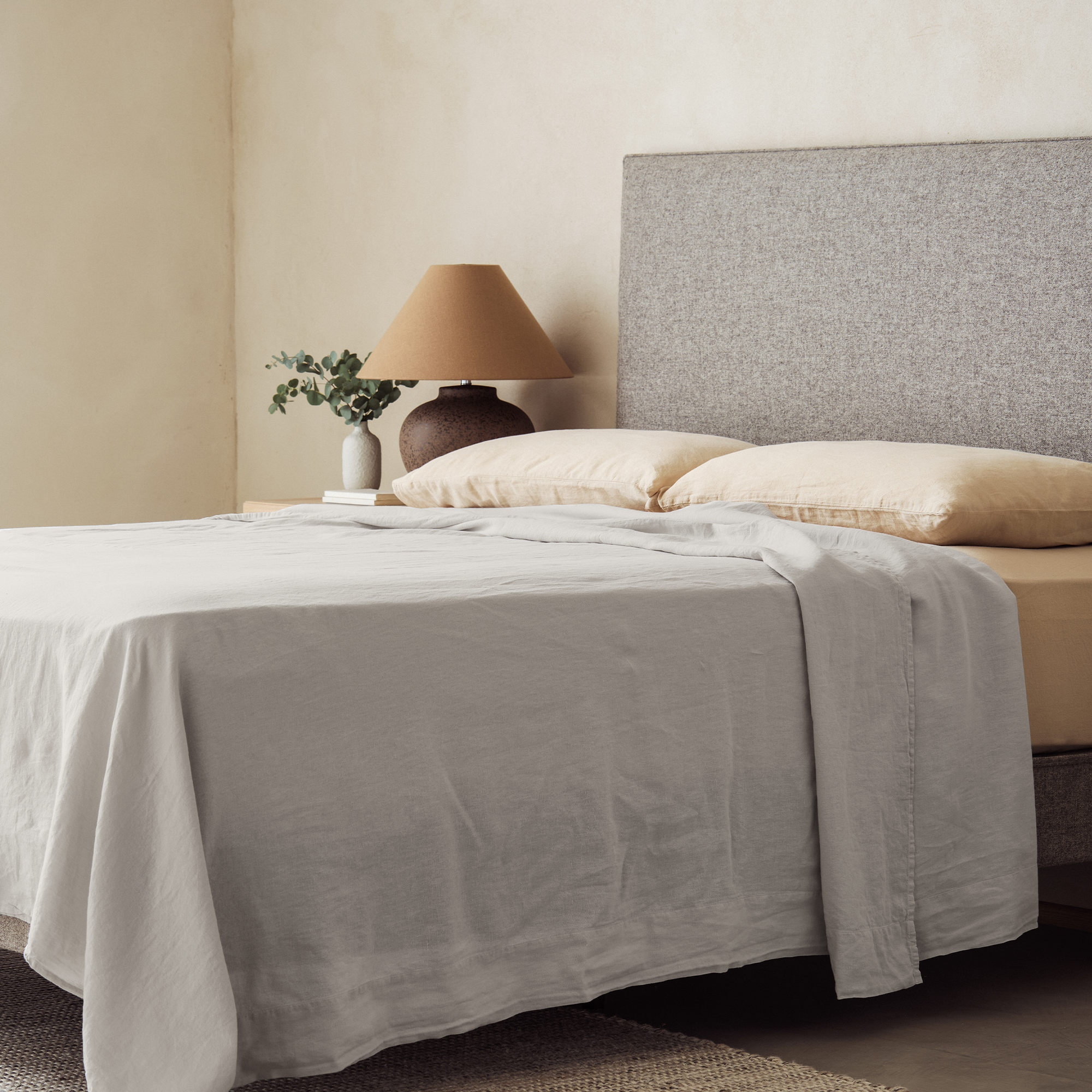 Mariana Linen Blend Flat Sheet - Pebble