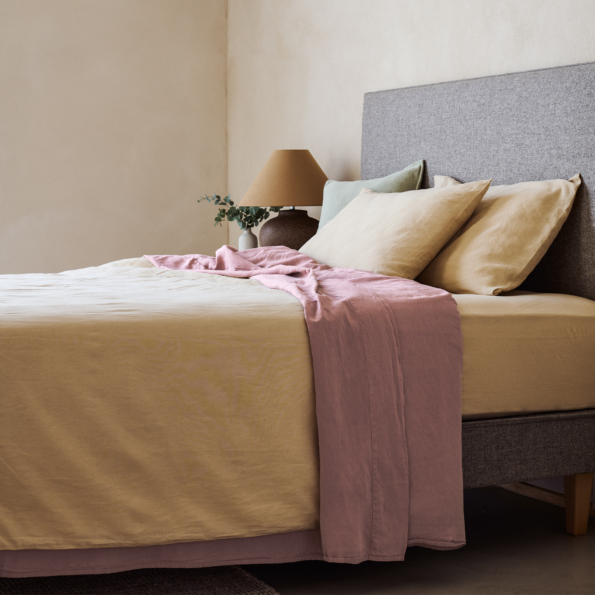 Mariana Linen Blend Flat Sheet - Rose