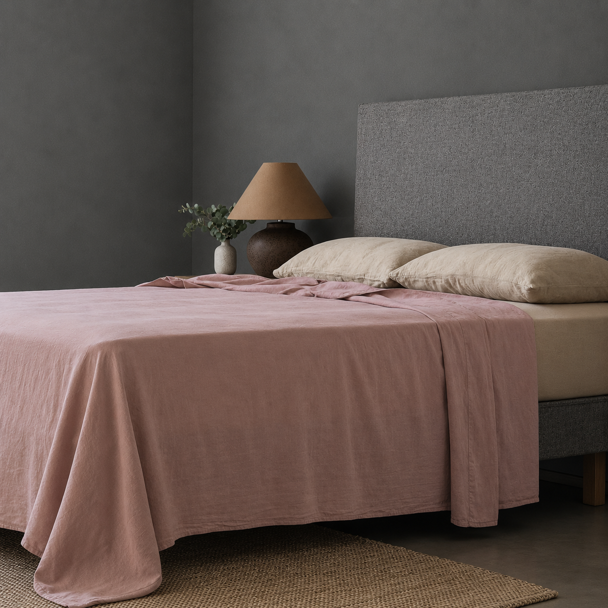 Mariana Linen Blend Flat Sheet - Rose