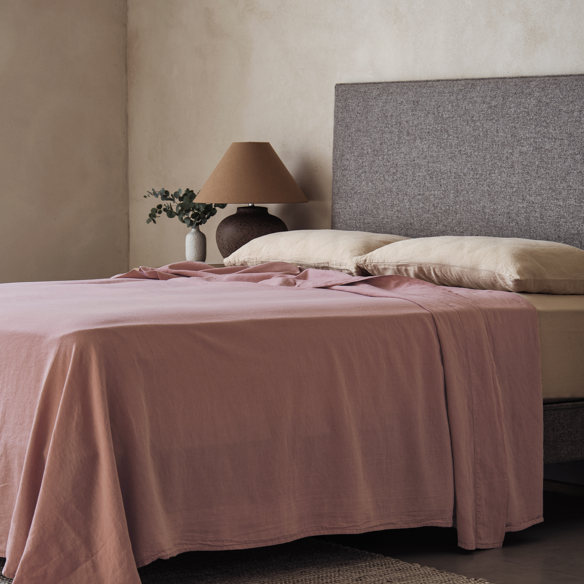 Mariana Linen Blend Flat Sheet - Rose