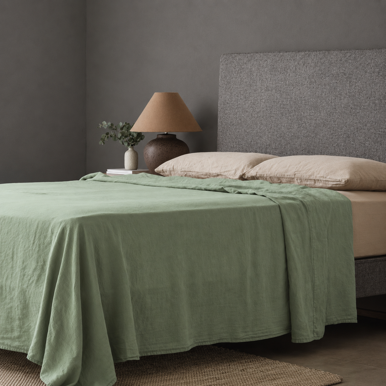 Mariana Linen Blend Flat Sheet - Sage