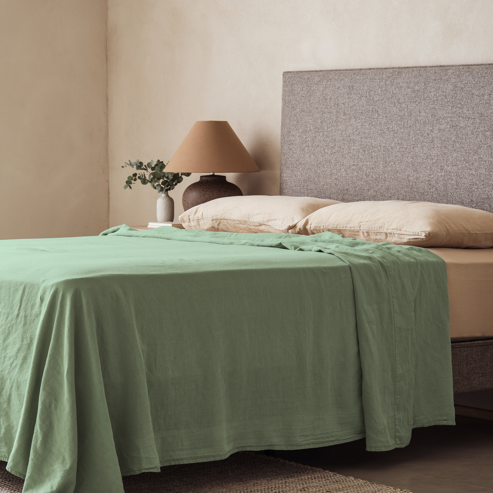 Mariana Linen Blend Flat Sheet - Sage
