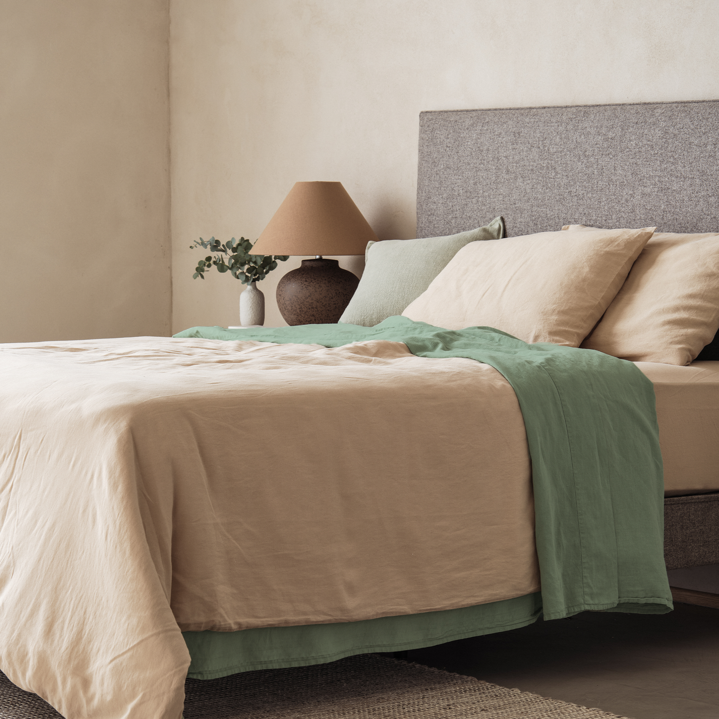 Mariana Linen Blend Flat Sheet - Sage