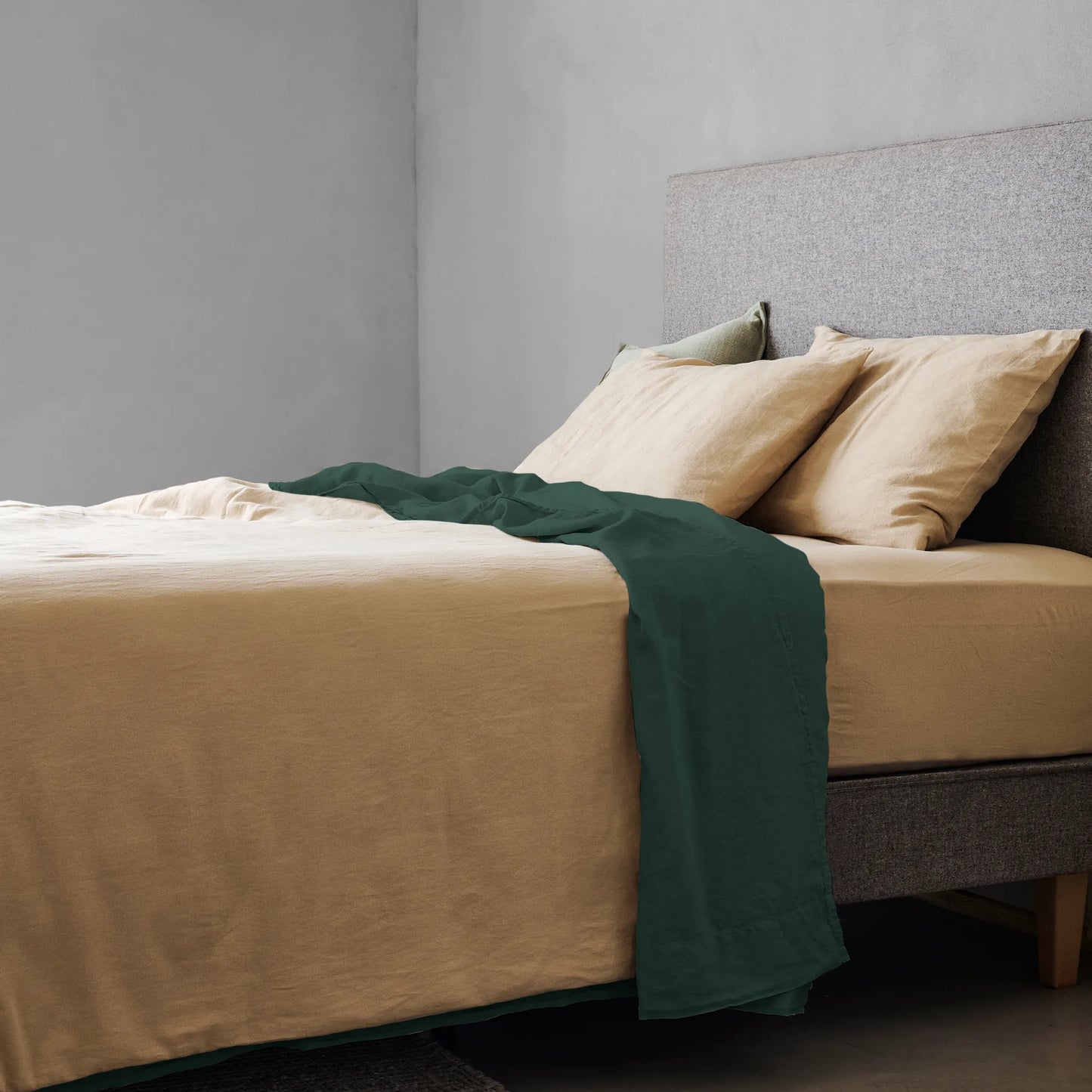 Mariana Linen Blend Flat Sheet - Forest Green