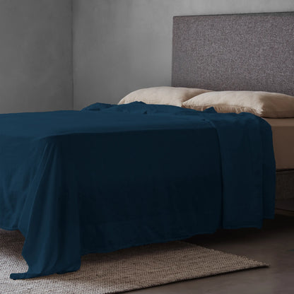 Mariana Linen Blend Sheet Set - Midnight Blue