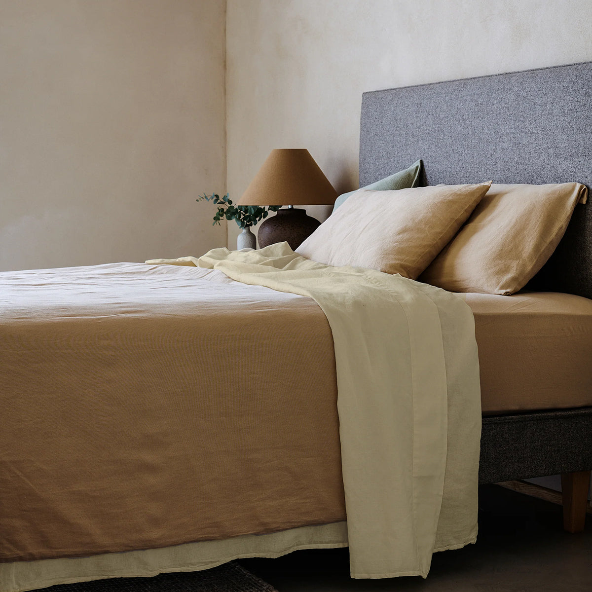 Mariana Linen Blend Flat Sheet - Buttermilk