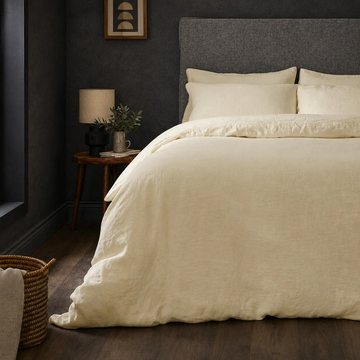 Mariana Linen Blend Comforter Cover - Buttermilk