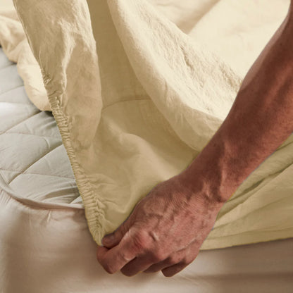 Mariana Linen Blend Fitted Sheet - Buttermilk