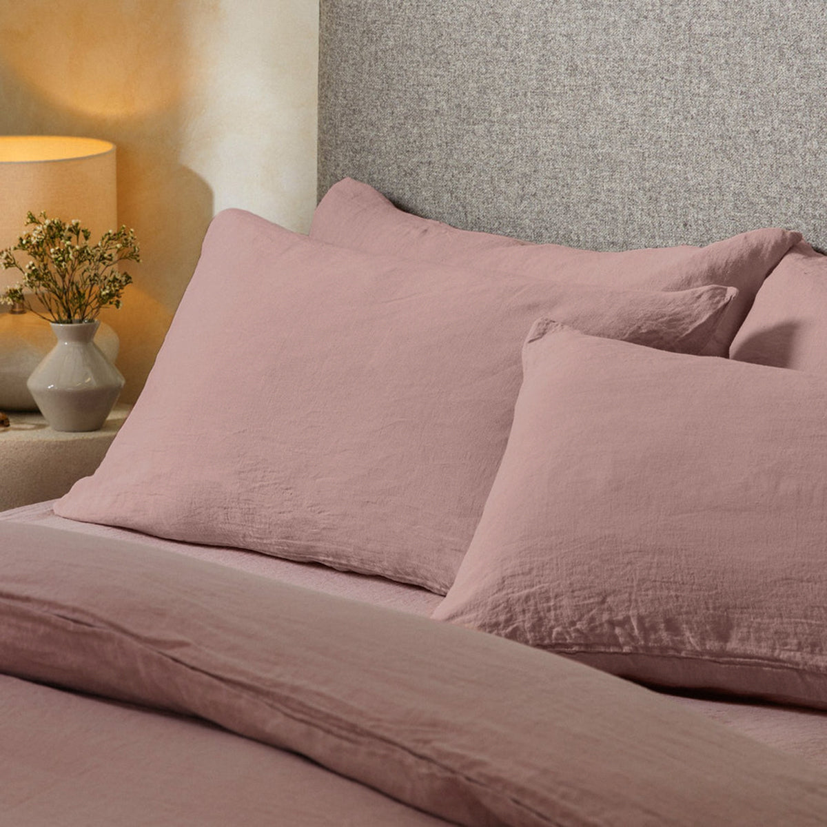 Mariana Linen Blend Pillow Case - Rose