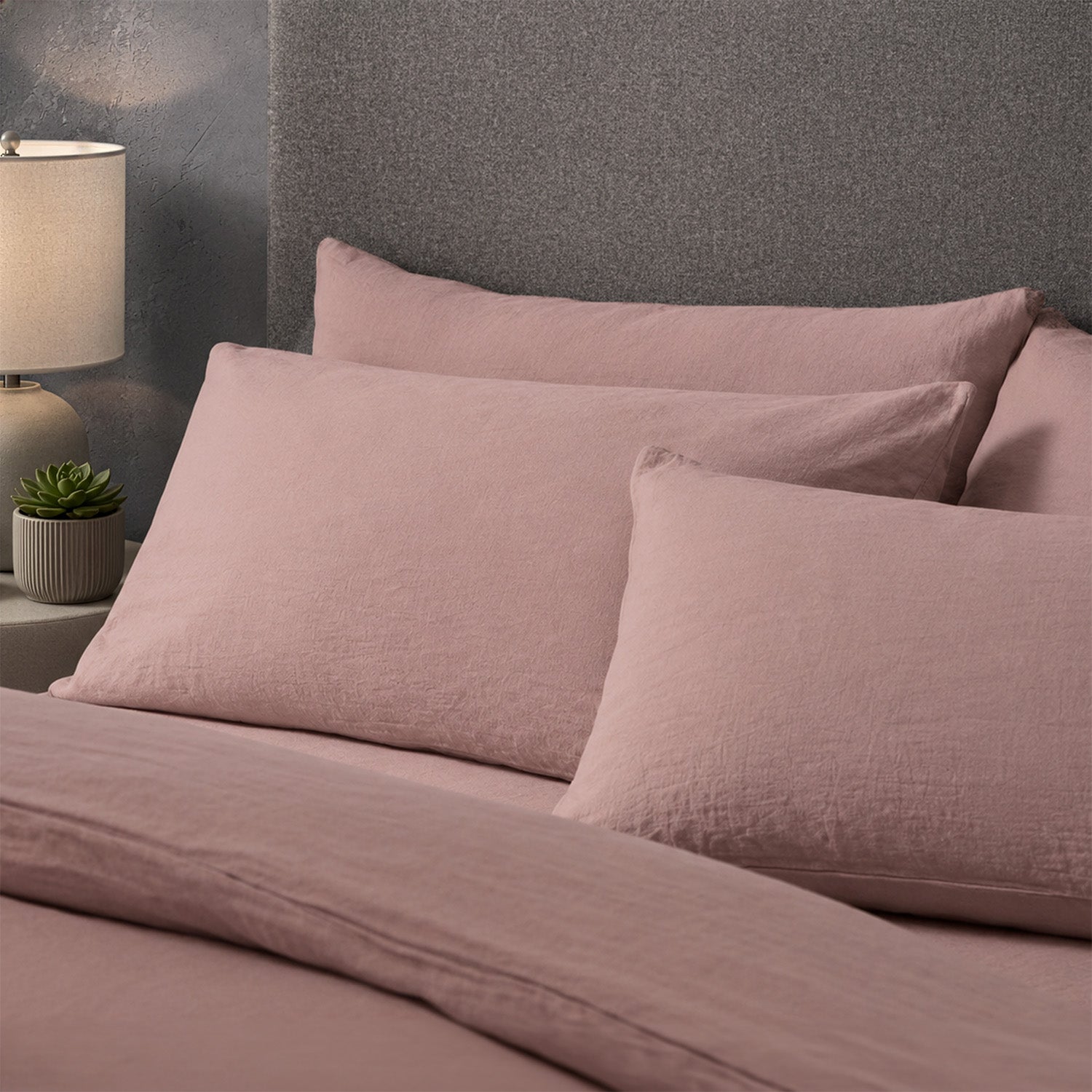 Mariana Linen Blend Pillow Case - Rose