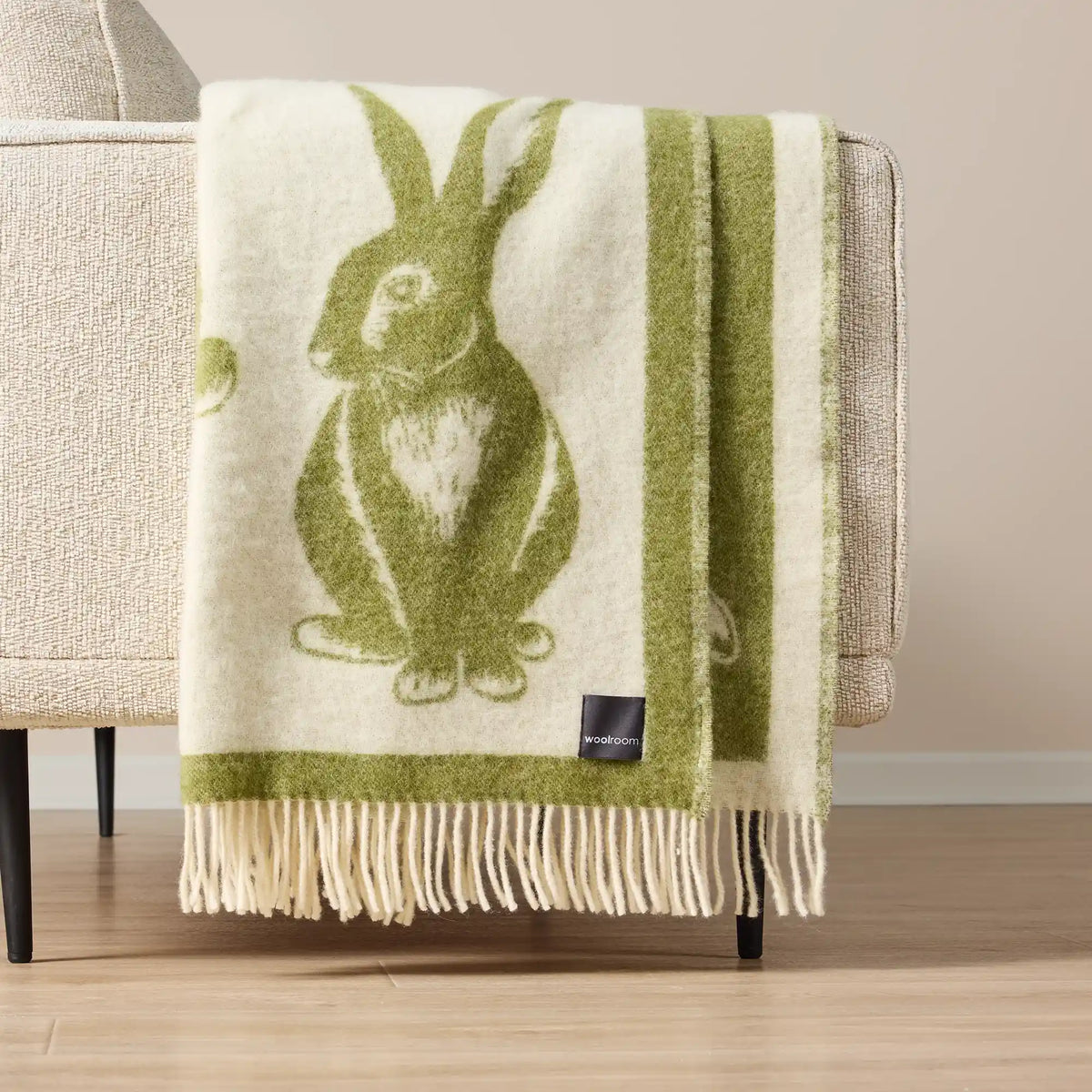 Plaid en laine de lapin sauvage et laine - Mousse