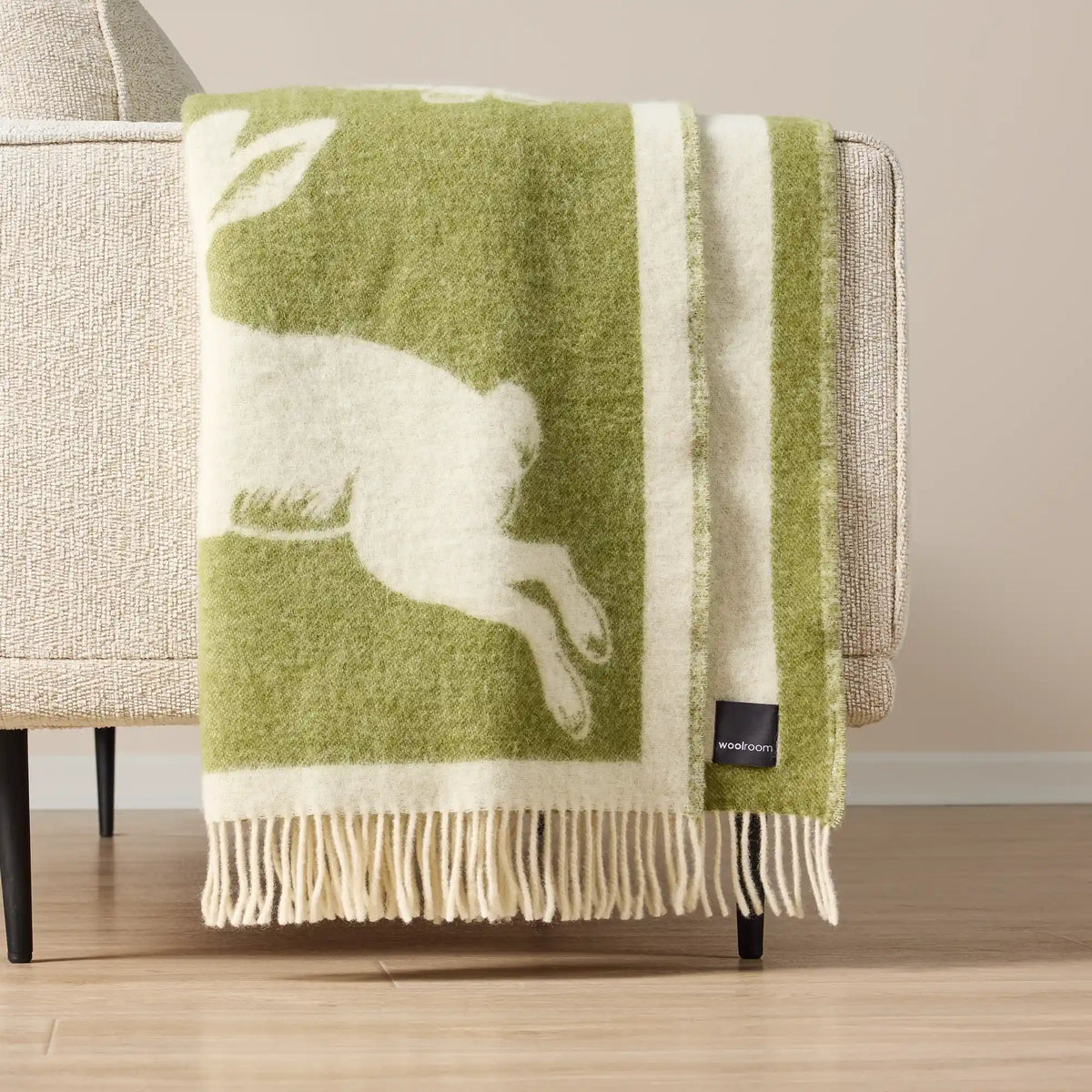 Plaid en laine de lapin sauvage et laine - Mousse