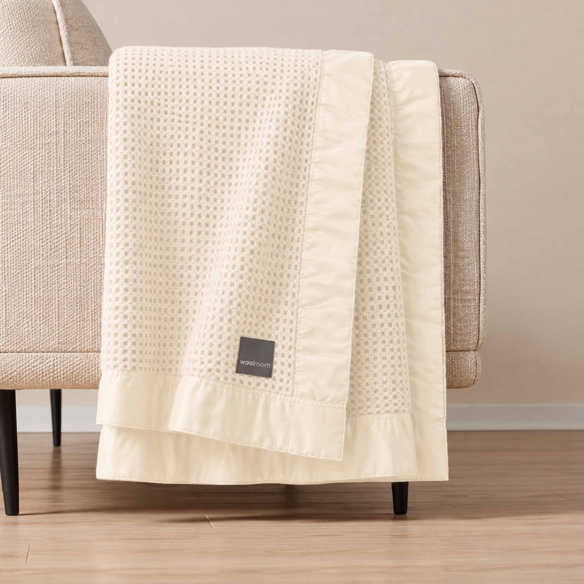 Ribblesdale Cellular Wool Bed Blanket - Pearl