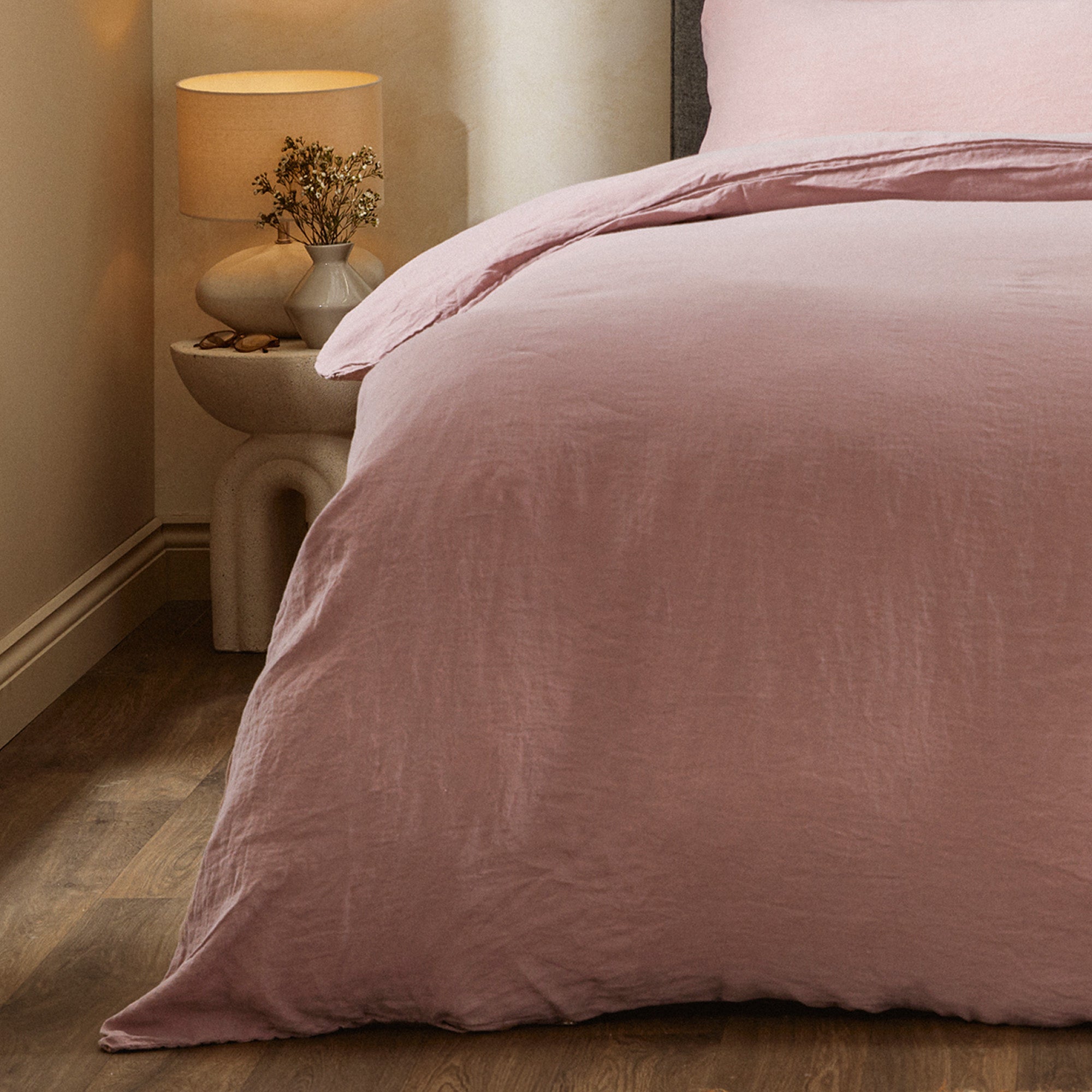 Mariana Linen Blend Duvet Set - Rose