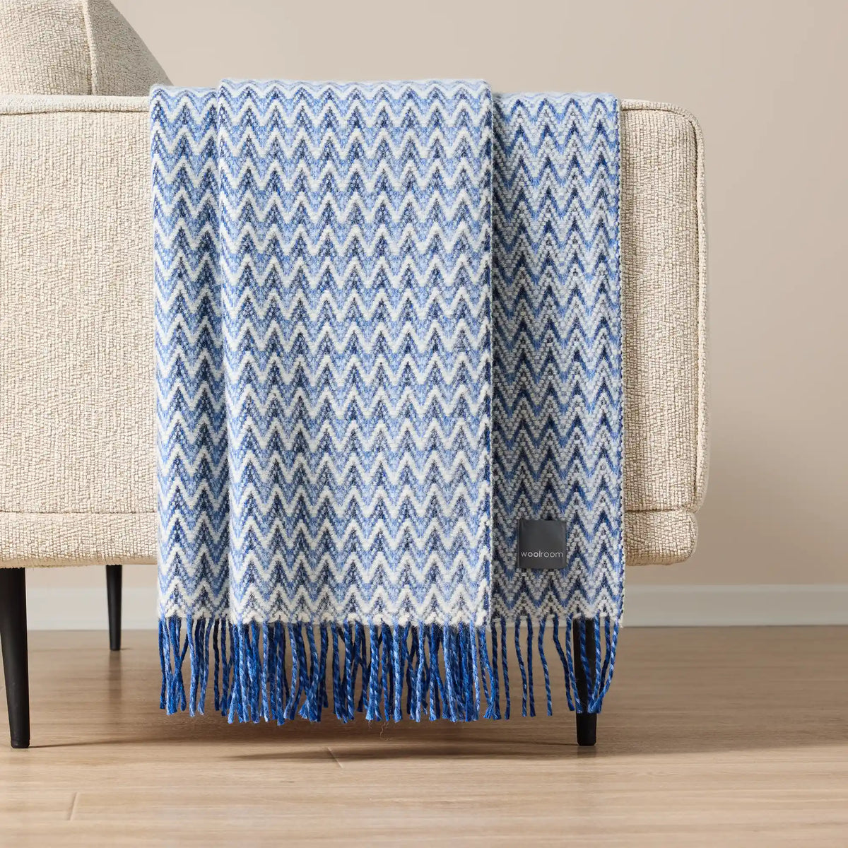 Shady Wave Wool Throw - Blue