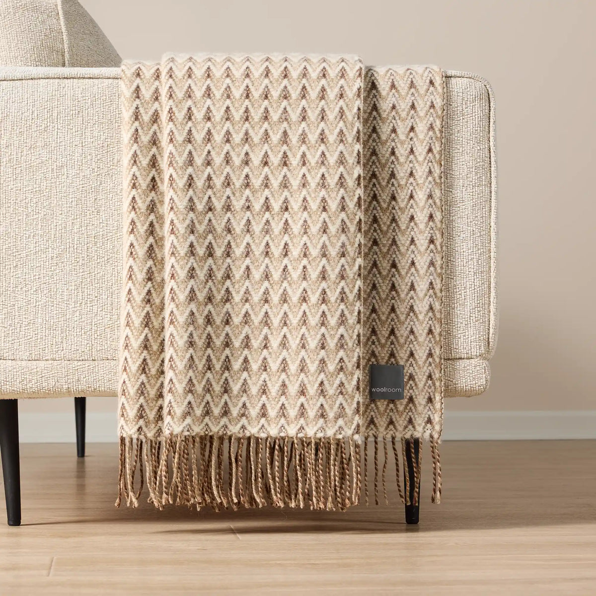 Shady Wave Wool Throw - Natural