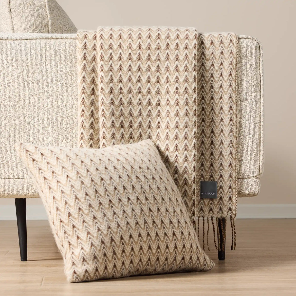 Housse de coussin en laine Shady Wave - Naturel