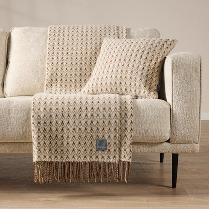 Housse de coussin en laine Shady Wave - Naturel
