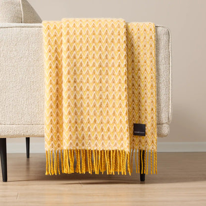 Shady Wave Wool Throw - Yellow