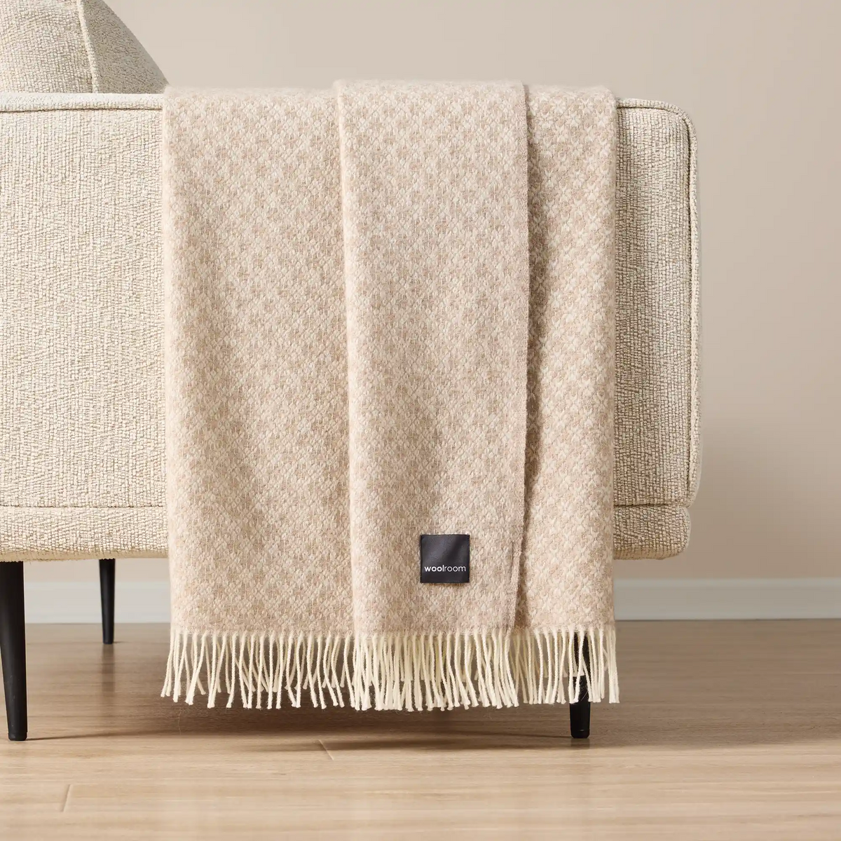 Snowflake Wool Throw Beige