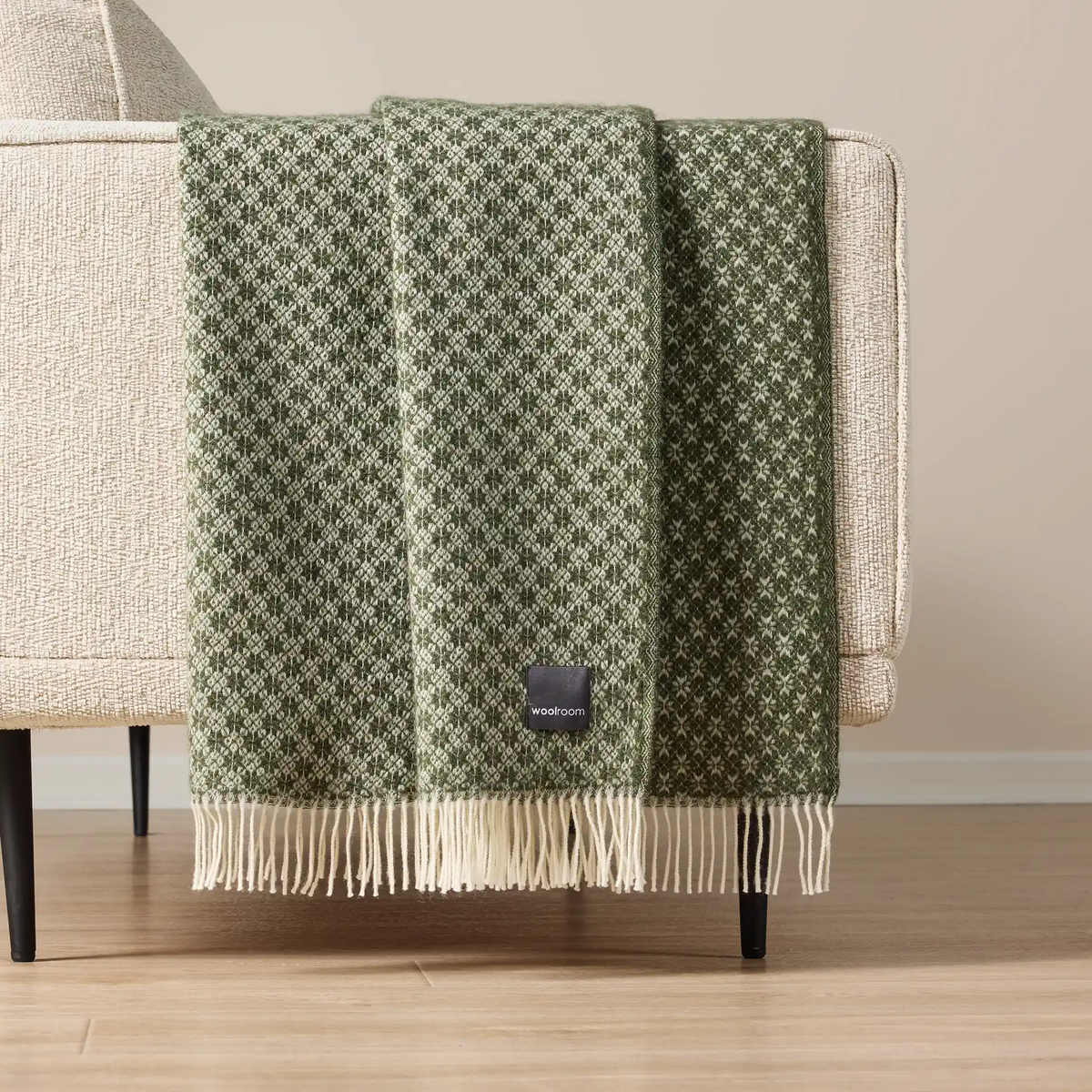 Snowflake Wool Throw Green