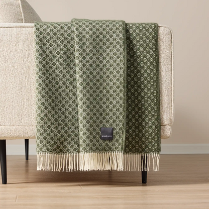 Snowflake Wool Throw Green