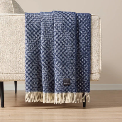 Snowflake Wool Throw Navy